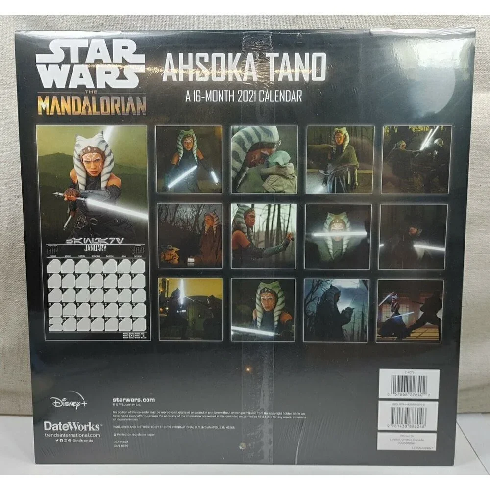 Star Wars The Mandalorian Ahsoka Tano Disney Lucasfilm 2021 Wall Calendar